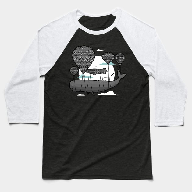 air balloon holding whale Baseball T-Shirt by Mako Design 